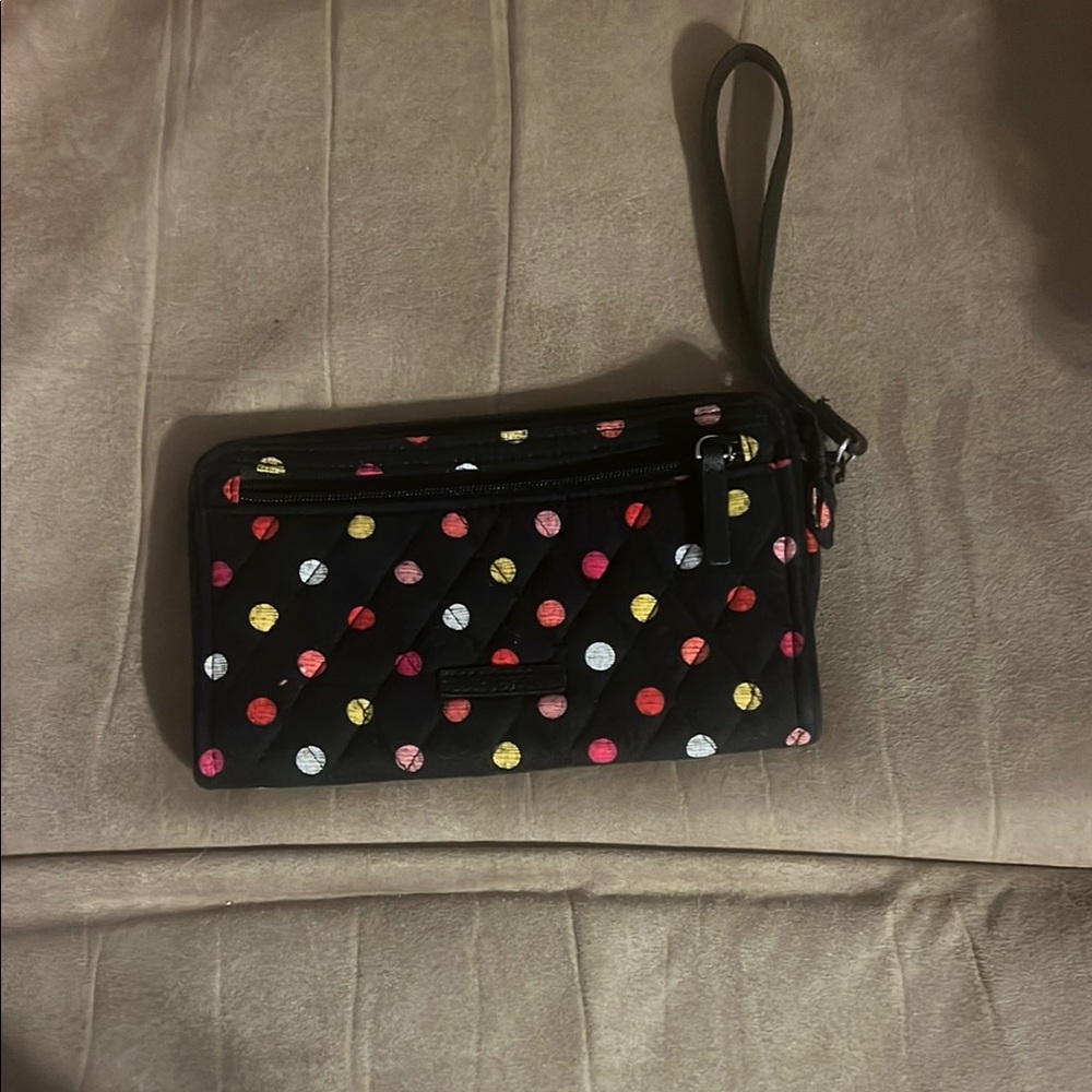Vera Bradley Black Polka Dot Wristlet Clutch
